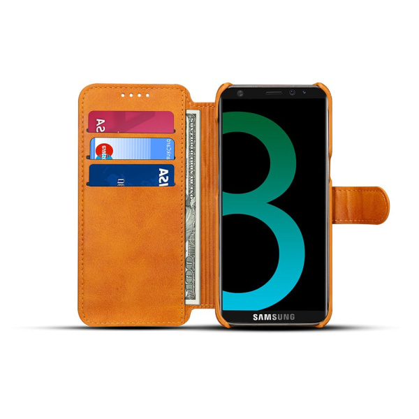 Klassisk pung etui i retrodesign (læder) Samsung Galaxy S8 Ljusbrun