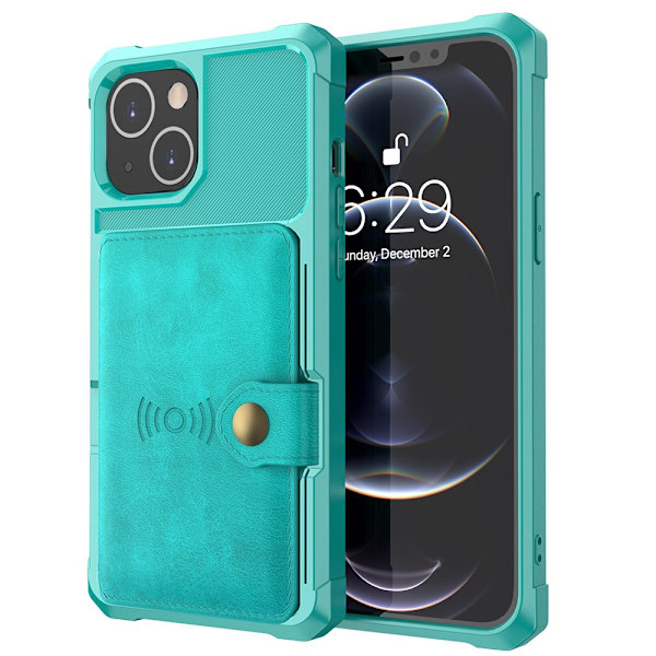 iPhone 14 Plus - Elegant Skal med Korthållare (Floveme) Grön