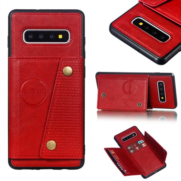 Samsung Galaxy S10 Plus - Praktisk cover med kortrum Röd