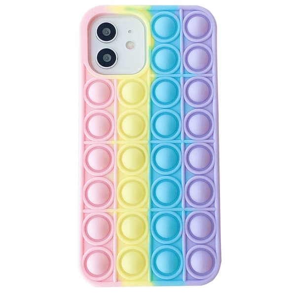 iPhone 12 - Skyddande Fidget Pop It Silikonskal Blå-Grön-Vit