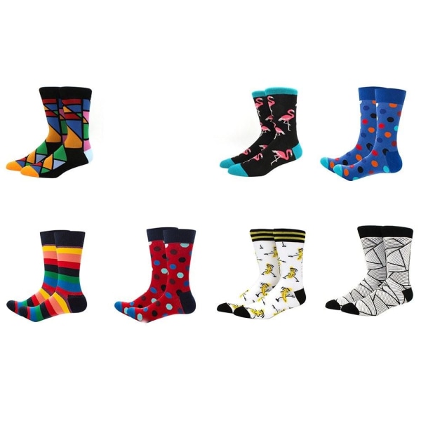 7-Pack holdbare og behagelige farverige sokker Flerfärgad