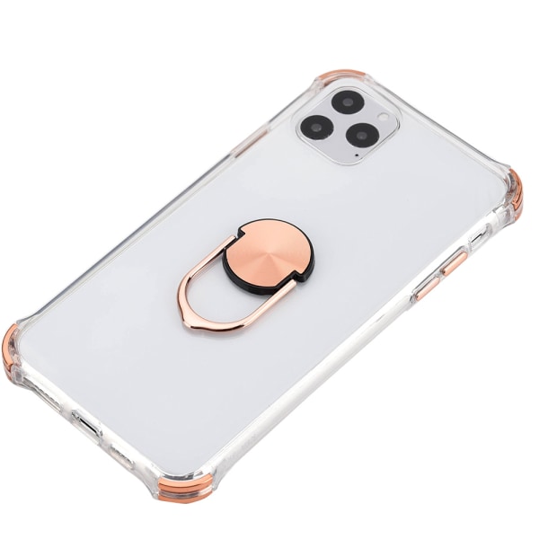 iPhone 11 Pro Max - Käytännöllinen suojaava suojus sormustelineellä Silver