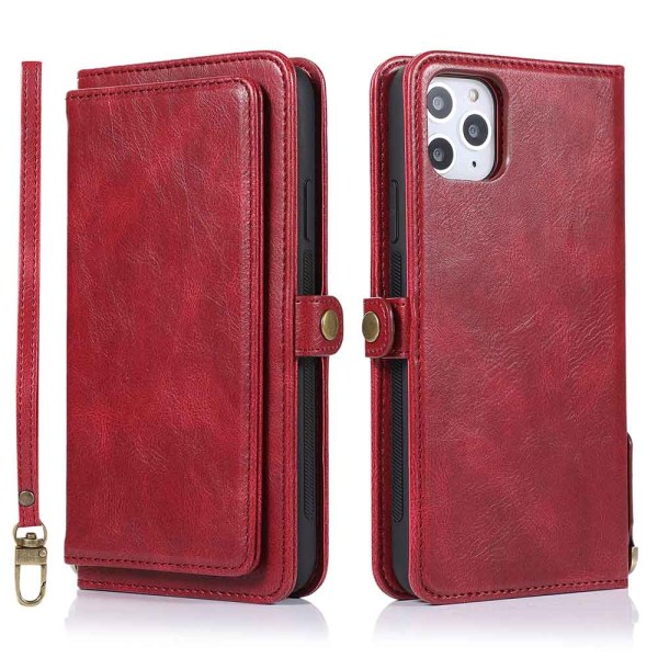 iPhone 11 Pro Max - Praktisk etui med dobbelt tegnebog Röd
