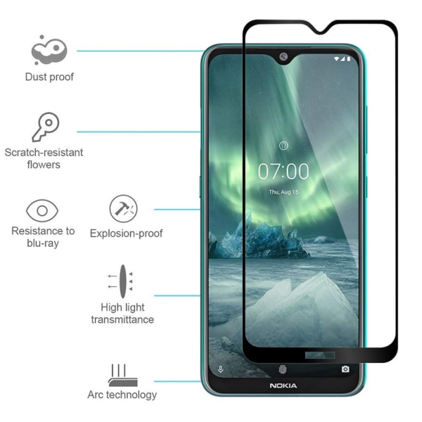 Nokia 6.2 2-PACK Skjermbeskytter 2.5D 9H 0,3mm HD-Clear Svart Svart