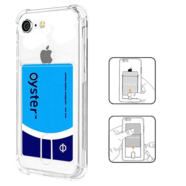 Huomaavainen suojakuori - korttikotelo - iPhone 8 Transparent/Genomskinlig