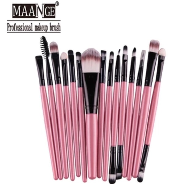 Sminkborstar 15in1 från MAANGE, 12 olika färger ROSA/SVART