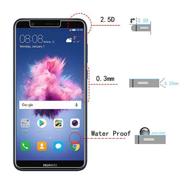 3-PACK Huawei P Smart 2018 Standard Skärmskydd HD 0,3mm Transparent/Genomskinlig