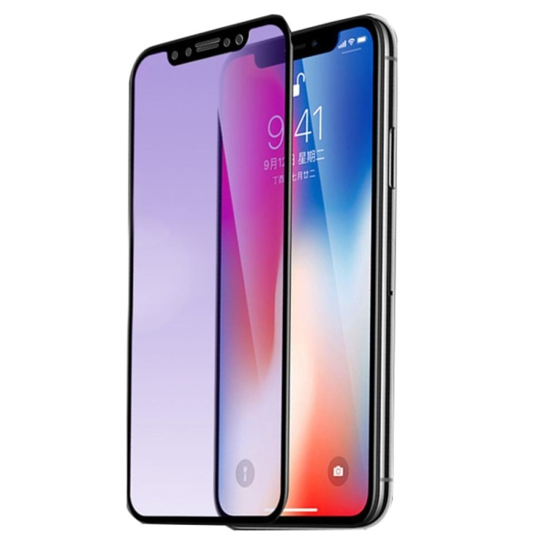 iPhone X/XS Sk�rmskydd Anti-Blueray 2.5D Carbon 9H 0,3mm Transparent/Genomskinlig