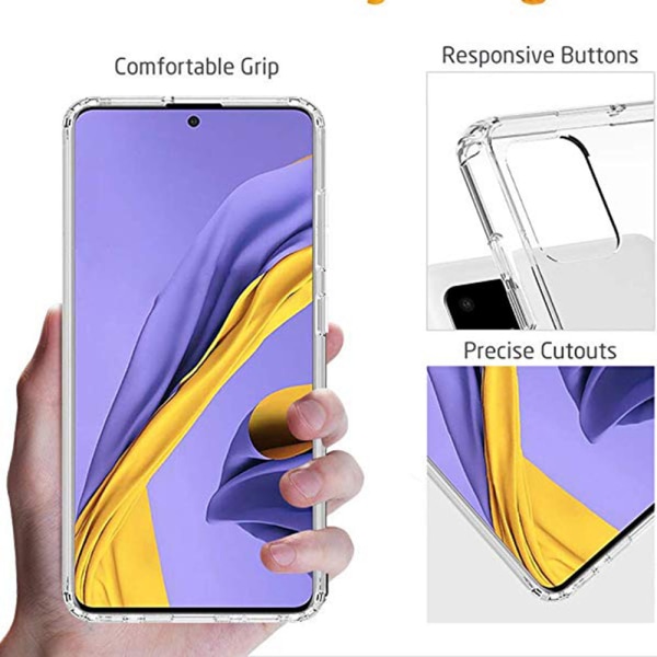 Samsung Galaxy A71 - Stöttåligt Floveme Skal med Kortfack Transparent