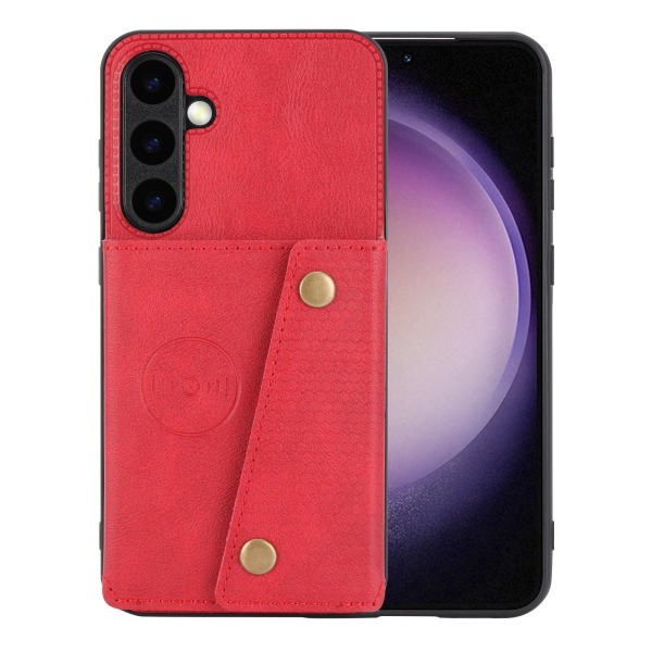 Ylellinen PC-nahkainen Retro Flip Fashion -lompakkokotelo Galaxy S23:lle Red