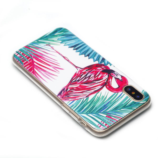 Stilfuldt beskyttelsescover PALM FLAMINGO til iPhone X/XS