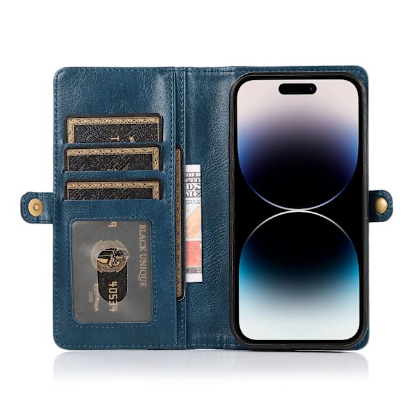 Elegant plånboksfodral i läder för iPhone 15 Pro Max Brun