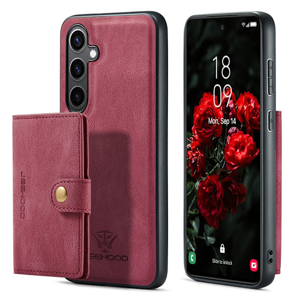 Samsung Galaxy S25 - Funktionellt skal med magnetisk korthållare Rosa