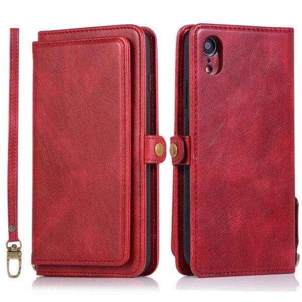 iPhone XR - Stilfuldt Dual Function Wallet Cover Röd