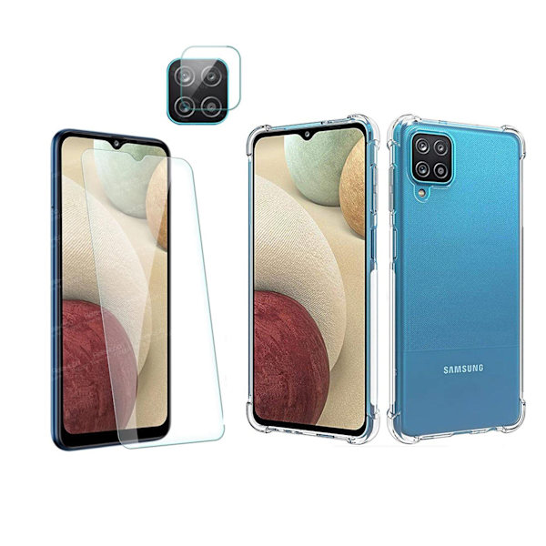 1 Set Samsung Galaxy A12 Skal + Skärmskydd + Kameralinsskydd Transparent
