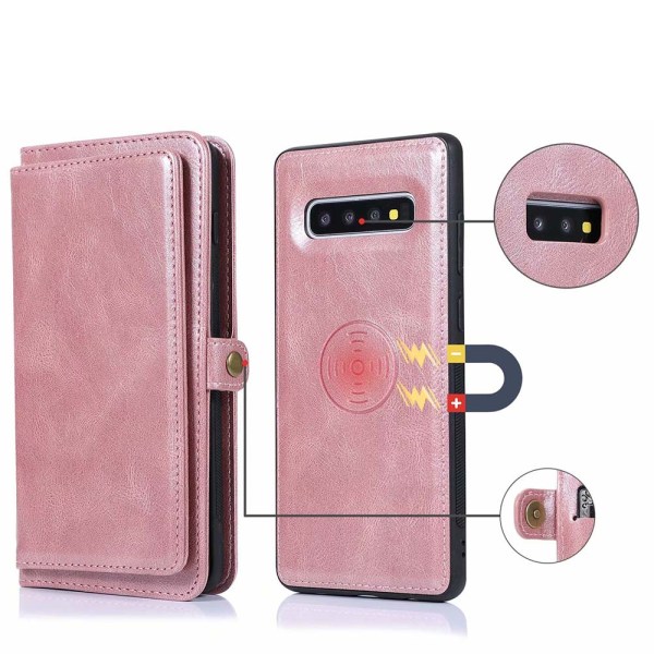 Samsung Galaxy S10 - Kraftig Smart Wallet-etui Mörkblå