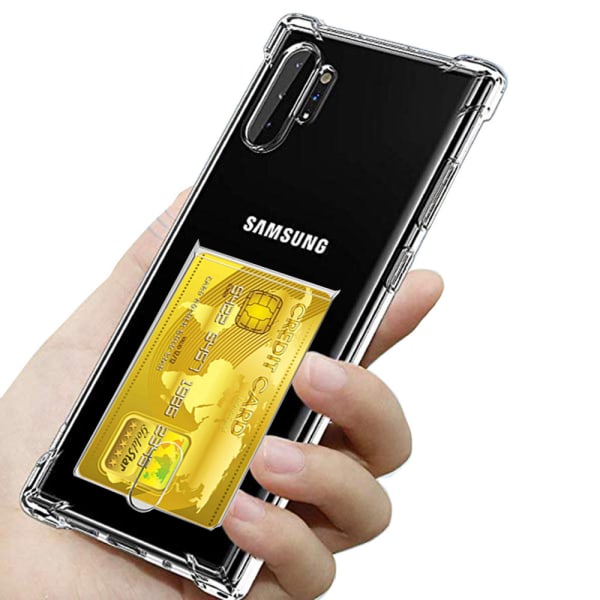 Samsung Galaxy Note 10 Plus - Tehokas silikonikotelo, korttilokero Transparent/Genomskinlig
