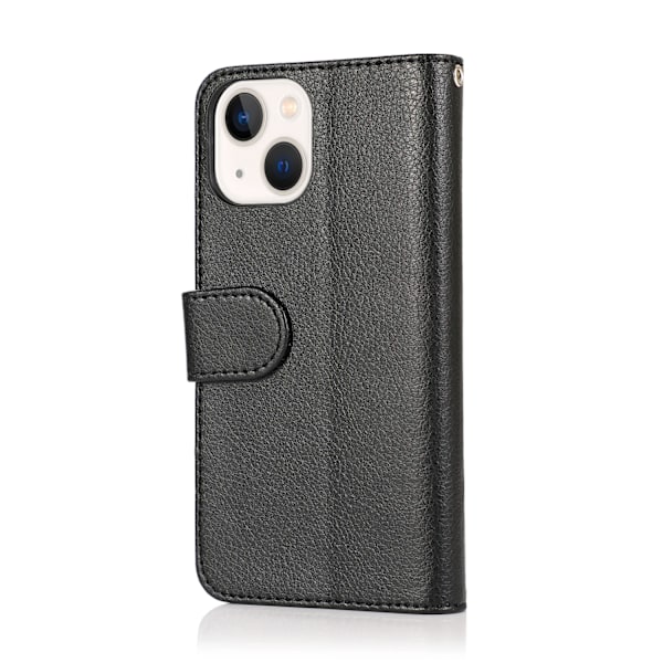 iPhone15PLUS - Stilrent Fodral med Dragkedja, Flip-Fodral med Axelrem Svart
