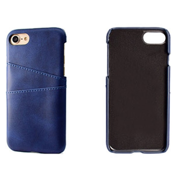 iPhone 7 - Smidigt Skal med Korthållare (Vintage) Blå