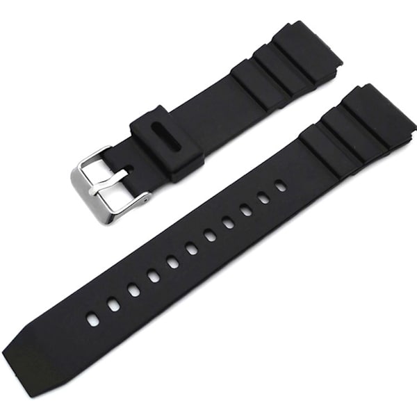 Stilrent Slittåligt Gummi Klockarmband Svart 22mm