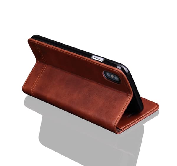 Fodral med Kortfack (RUSTIC) till iPhone X/XS Mörkbrun