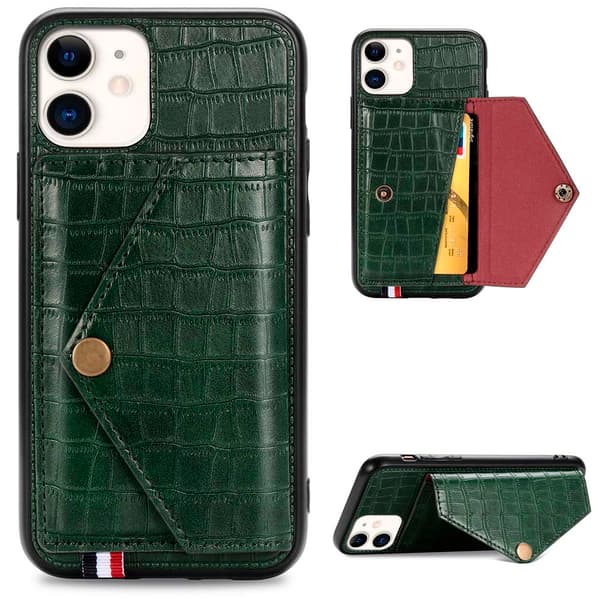 iPhone 11 - Stilfuldt krokodillecover med kortrum Blå