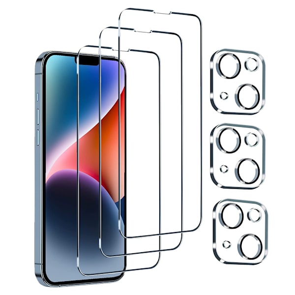 2-PACK iPhone 14 Plus 1Set Skärmskydd + Kameralinsskydd HD 0,3mm Transparent