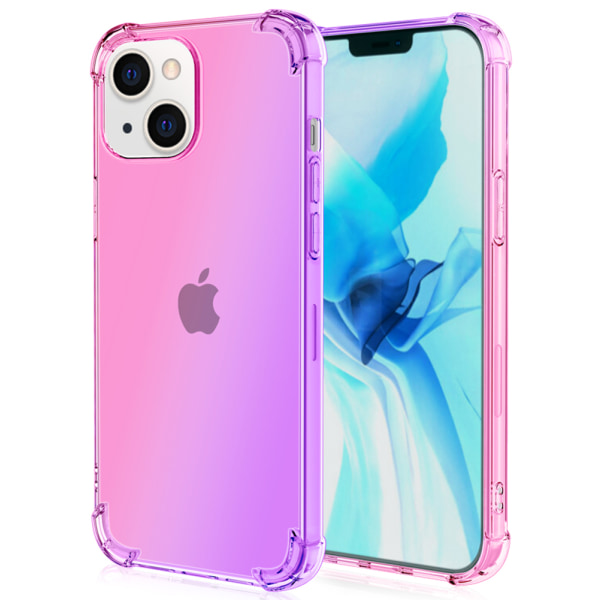iPhone 14 - Stilfuldt beskyttende gradient silikonetui Rosa/Lila