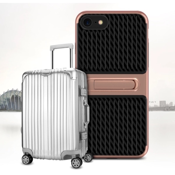 Stötdämpande Hybridskal i Karbon av FLOVEME - iPhone 8 Plus Röd