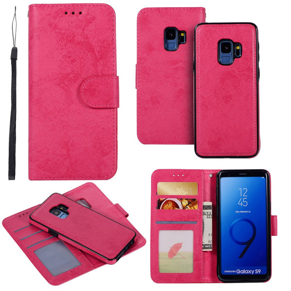Samsung Galaxy S9 - Silk-Touch-deksel med lommebok og skall Rosa c602 |  Rosa | Fyndiq