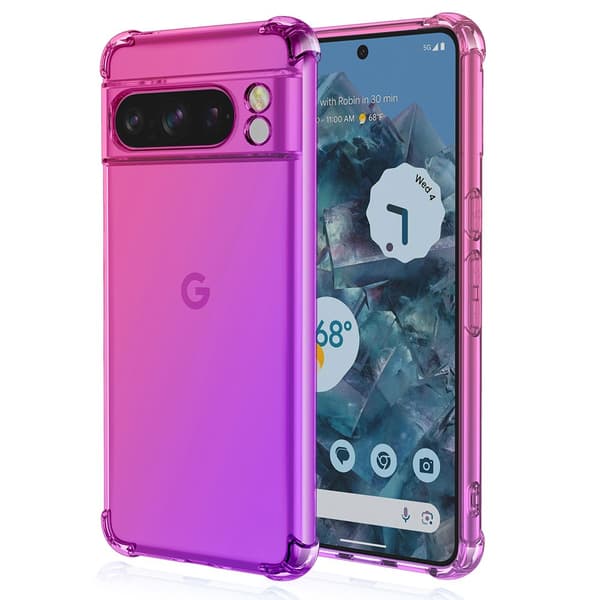 Google Pixel 8 Pro - Flexibelt Skyddsskal i Silikon Blå/Rosa