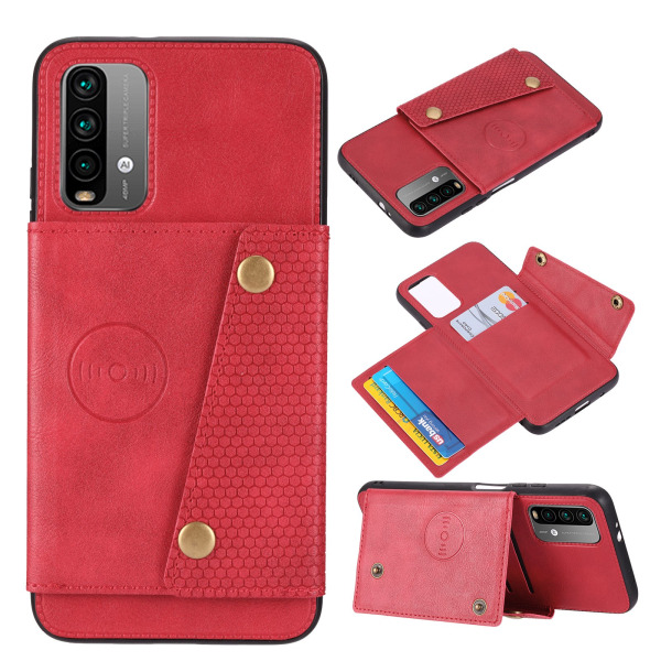 Xiaomi Redmi 9T - Stilfuldt mobilcover med kortholder Röd