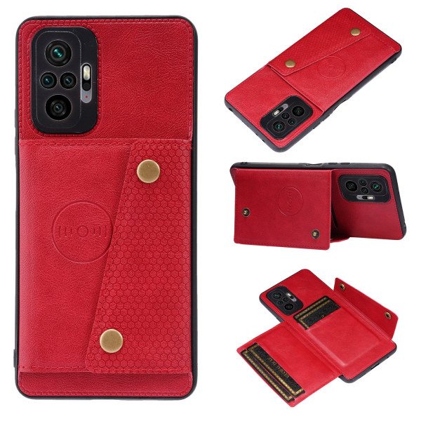 Xiaomi Redmi Note 10 Pro - Stilrent Skal med Korthållare Röd