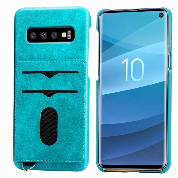 Samsung Galaxy S10+ - Stilfuldt cover med kortholder Blågrön