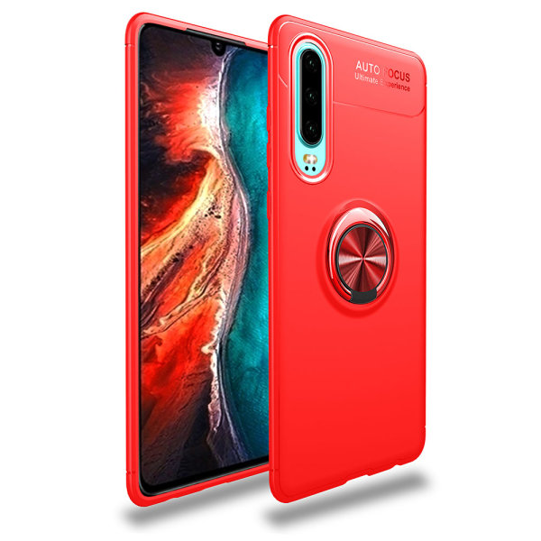 Huawei P30 - Cover med ringholder Röd/Röd
