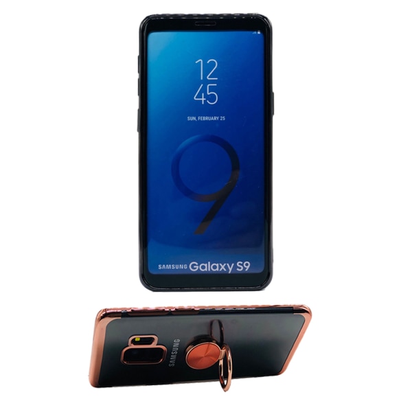 Elegant Silikonskal Ringh�llare - Samsung Galaxy S9 Svart