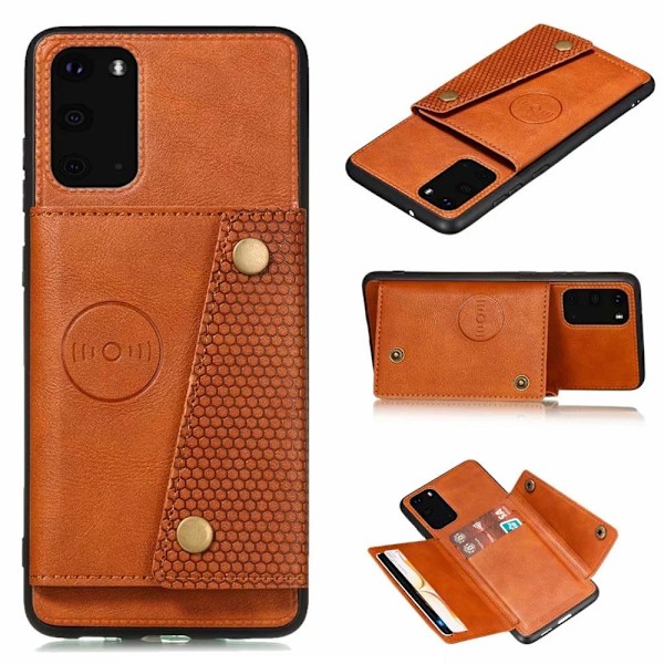 Samsung Galaxy S20 FE - Praktisk retro cover med kortholder Svart