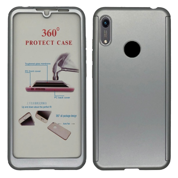 Huawei Y6 2019 - Beskyttende dobbeltsidet cover FLOVEME Silver