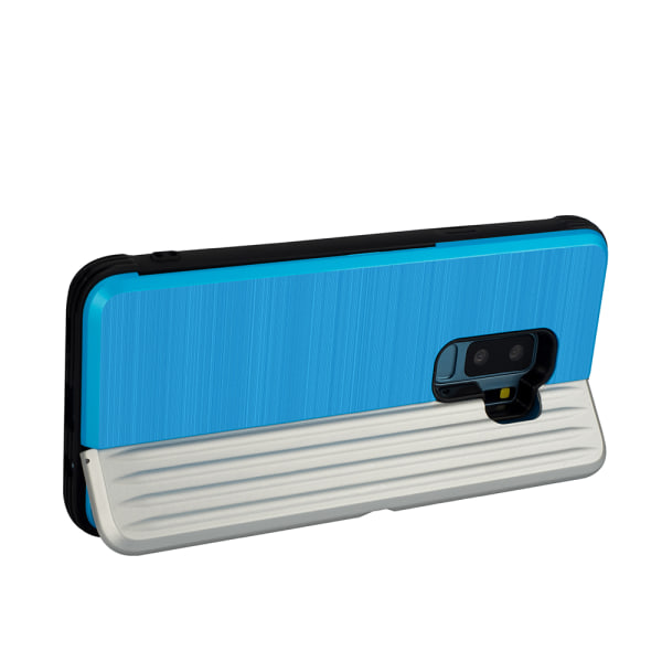 Klassiskt Skal med korthållare från LEMAN - Samsung Galaxy S9+ Ljusblå