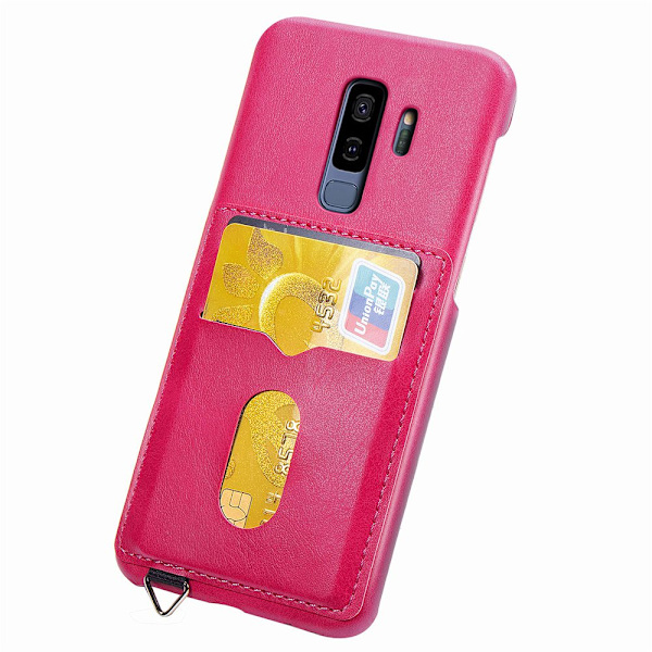 Skal med Kortfack - Samsung Galaxy S9+ Rosaröd