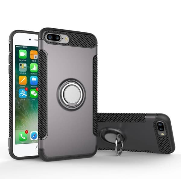 FLOVEMES Skal i Karbonfiber (Ringhållare) iPhone 7 Plus Silver