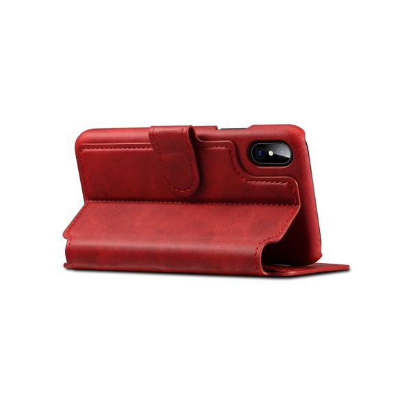 Eksklusiivinen kotelo lompakolla - iPhone X/XS (PU-nahka) Röd