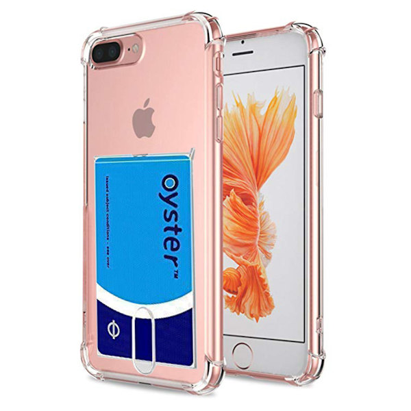 iPhone 7 Plus - Stötdämpande Silikonskal med Korthållare FLOVEME Transparent/Genomskinlig