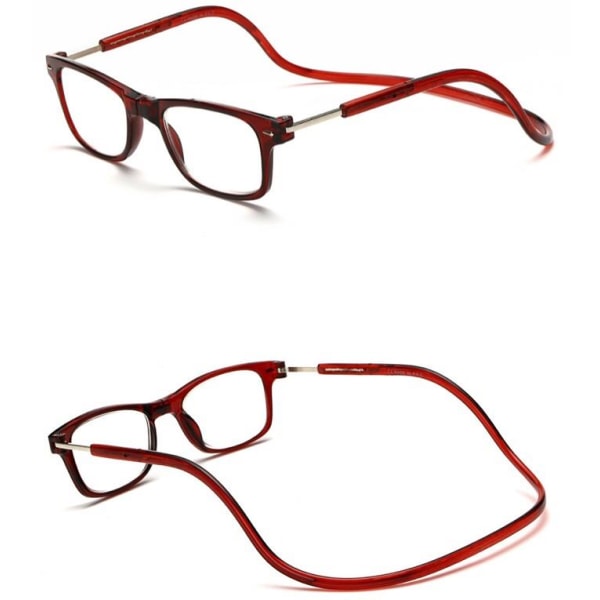 Smarta Läsglasögon med MAGNET Vinröd 3.5