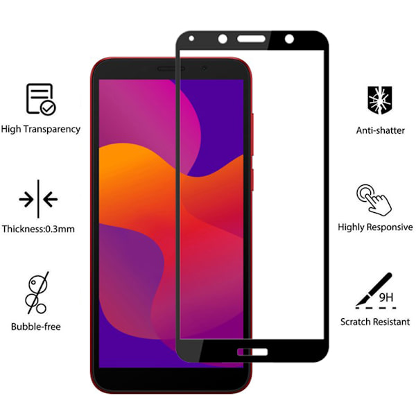 Huawei Y5p Skärmskydd 2.5D Ram 9H 0,3mm Svart