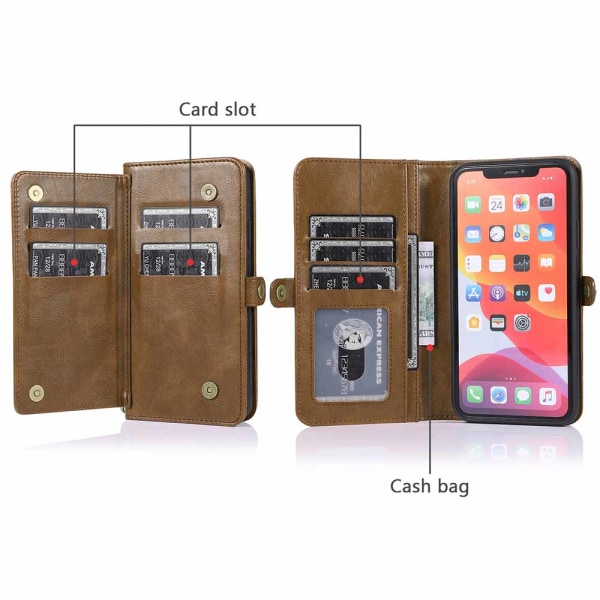 Tyylikäs suojaava lompakkokotelo - iPhone 11 Pro Max Brun