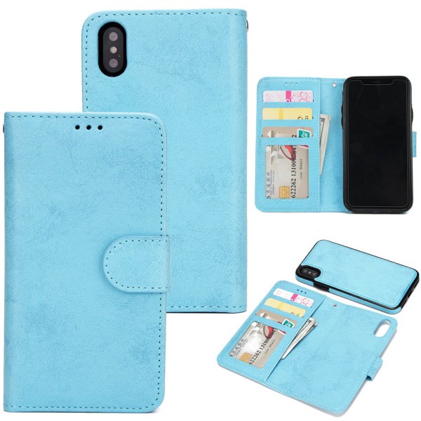 iPhone X/XS - Silk-Touch-deksel med lommebok og skall Marinblå