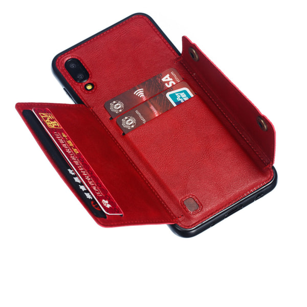 Robust Skyddande Skal Kortfack - Samsung Galaxy A10 Röd