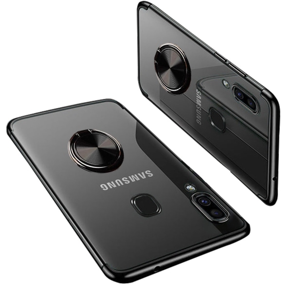 Silikonskal med Ringh�llare - Samsung Galaxy A40 Silver