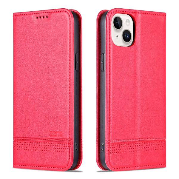 iPhone 15 plus - Pl�nboksfodral Magnetisk i L�der 3-kortfack Red